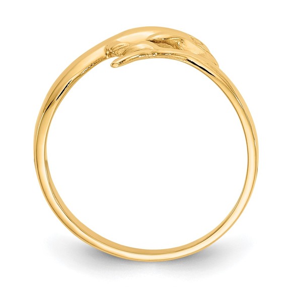 14k Yellow Gold Small Dolphin Nautical Sea Life Children's Ring, Size 6 - Picture 2 of 6